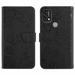 For Umidigi A9 Skin Feel Butterfly Peony Embossed Leather Phone Case(Black)