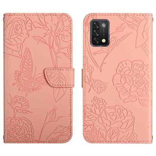 For Umidigi A11 Skin Feel Butterfly Peony Embossed Leather Phone Case(Pink)