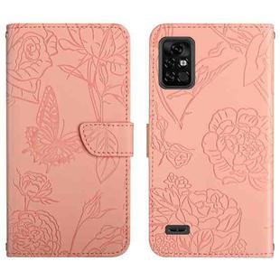 For Umidigi Bison Pro Skin Feel Butterfly Peony Embossed Leather Phone Case(Pink)