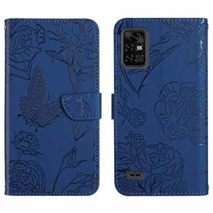 For Umidigi Bison Pro Skin Feel Butterfly Peony Embossed Leather Phone Case(Blue)