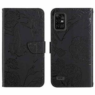 For Umidigi Bison Pro Skin Feel Butterfly Peony Embossed Leather Phone Case(Black)