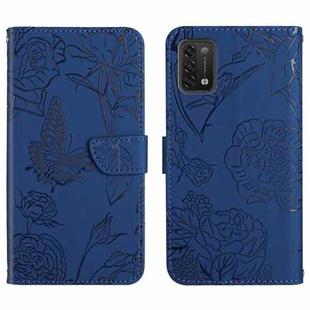 For Umidigi Power 5 Skin Feel Butterfly Peony Embossed Leather Phone Case(Blue)