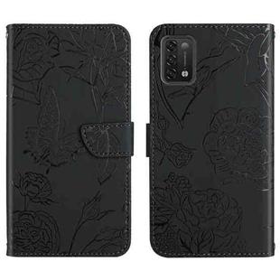 For Umidigi Power 5 Skin Feel Butterfly Peony Embossed Leather Phone Case(Black)