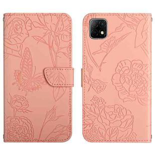 For Wiko T3 Skin Feel Butterfly Peony Embossed Leather Phone Case(Pink)