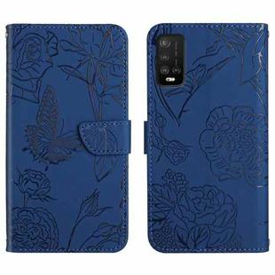 For Wiko Power U10 / U20 Skin Feel Butterfly Peony Embossed Leather Phone Case(Blue)
