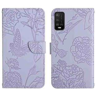 For Wiko Power U10 / U20 Skin Feel Butterfly Peony Embossed Leather Phone Case(Purple)
