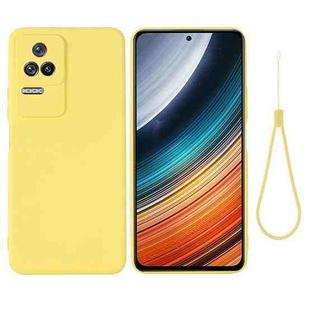 For Xiaomi Redmi K40S Pure Color Liquid Silicone Shockproof Phone Case(Yellow)