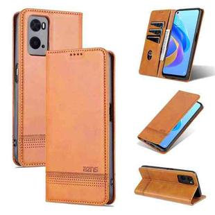 For OPPO A36 4G/A76 4G(Global) AZNS Magnetic Calf Texture Flip Leather Phone Case(Light Brown)