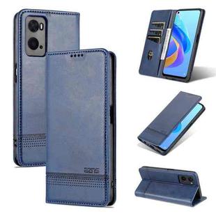 For OPPO A36 4G/A76 4G(Global) AZNS Magnetic Calf Texture Flip Leather Phone Case(Dark Blue)