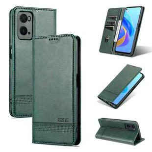 For OPPO A36 4G/A76 4G(Global) AZNS Magnetic Calf Texture Flip Leather Phone Case(Dark Green)