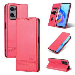 For OPPO A36 4G/A76 4G(Global) AZNS Magnetic Calf Texture Flip Leather Phone Case(Red)