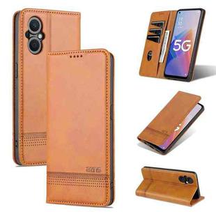 For OPPO A96 5G/Reno7 Z 5G(Global) AZNS Magnetic Calf Texture Flip Leather Phone Case(Light Brown)