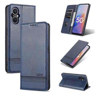 For OPPO A96 5G/Reno7 Z 5G(Global) AZNS Magnetic Calf Texture Flip Leather Phone Case(Dark Blue)