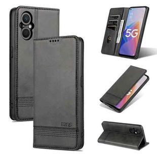 For OPPO A96 5G/Reno7 Z 5G(Global) AZNS Magnetic Calf Texture Flip Leather Phone Case(Black)