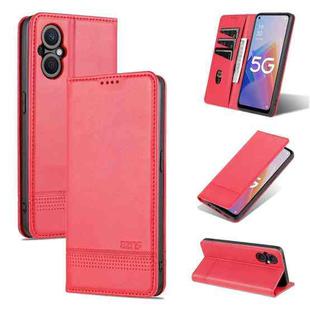For OPPO A96 5G/Reno7 Z 5G(Global) AZNS Magnetic Calf Texture Flip Leather Phone Case(Red)