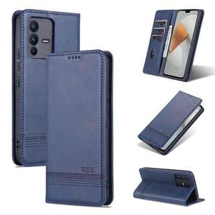 For vivo S12/V23 AZNS Magnetic Calf Texture Flip Leather Phone Case(Dark Blue)