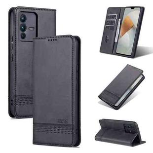 For vivo S12/V23 AZNS Magnetic Calf Texture Flip Leather Phone Case(Black)