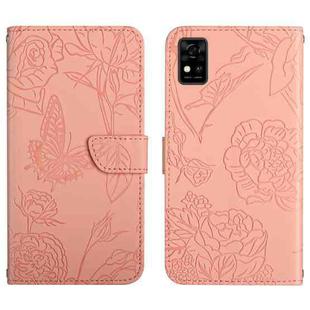 For ZTE Blade A31 Skin Feel Butterfly Peony Embossed Leather Phone Case(Pink)