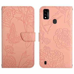 For ZTE Blade A51 Skin Feel Butterfly Peony Embossed Leather Phone Case(Pink)
