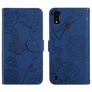 For ZTE Blade A51 Skin Feel Butterfly Peony Embossed Leather Phone Case(Blue)