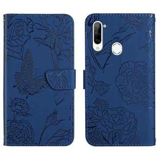 For ZTE Libero 5G Skin Feel Butterfly Peony Embossed Leather Phone Case(Blue)