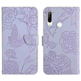 For ZTE Libero 5G Skin Feel Butterfly Peony Embossed Leather Phone Case(Purple)