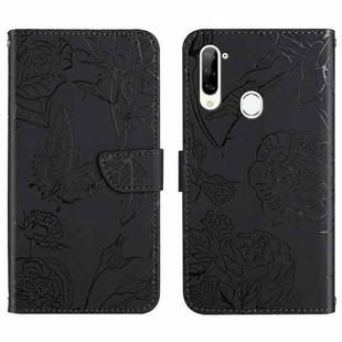 For ZTE Libero 5G Skin Feel Butterfly Peony Embossed Leather Phone Case(Black)