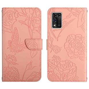 For ZTE Libero 5G II Skin Feel Butterfly Peony Embossed Leather Phone Case(Pink)
