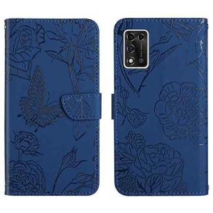 For ZTE Libero 5G II Skin Feel Butterfly Peony Embossed Leather Phone Case(Blue)