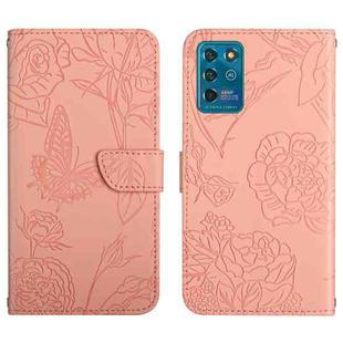 For ZTE Blade V30 Vita Skin Feel Butterfly Peony Embossed Leather Phone Case(Pink)