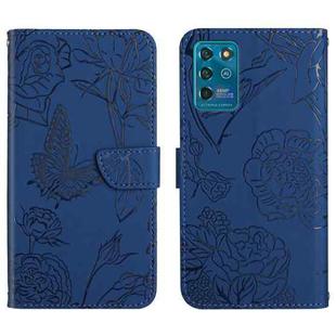 For ZTE Blade V30 Vita Skin Feel Butterfly Peony Embossed Leather Phone Case(Blue)
