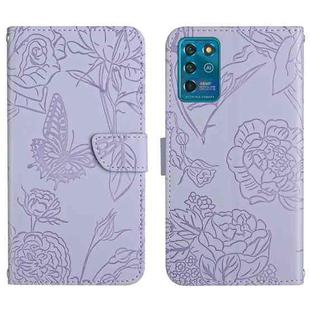 For ZTE Blade V30 Vita Skin Feel Butterfly Peony Embossed Leather Phone Case(Purple)