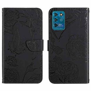 For ZTE Blade V30 Vita Skin Feel Butterfly Peony Embossed Leather Phone Case(Black)