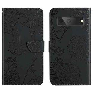 For Google Pixel 7 5G Skin Feel Butterfly Peony Embossed Leather Phone Case(Black)