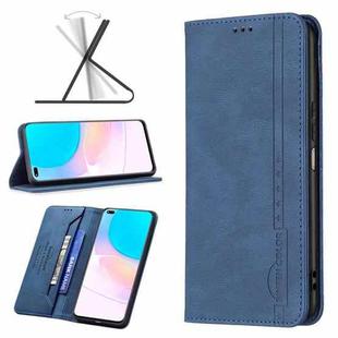 For Honor 50 Lite Magnetic RFID Blocking Anti-Theft Leather Phone Case(Blue)