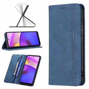 For Motorola Moto E40 / E30 Magnetic RFID Blocking Anti-Theft Leather Phone Case(Blue)