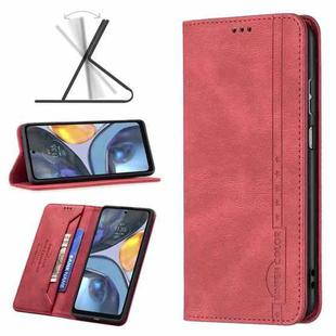 For Motorola Moto G22 Magnetic RFID Blocking Anti-Theft Leather Phone Case(Red)