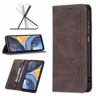 For Motorola Moto G22 Magnetic RFID Blocking Anti-Theft Leather Phone Case(Brown)