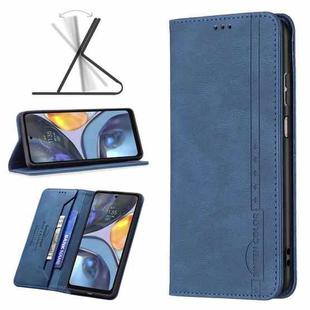 For Motorola Moto G22 Magnetic RFID Blocking Anti-Theft Leather Phone Case(Blue)