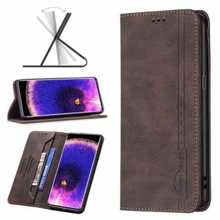 For OPPO Find X5 Magnetic RFID Blocking Anti-Theft Leather Phone Case(Brown)