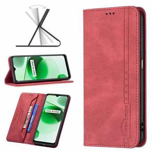 For OPPO Realme C35 Magnetic RFID Blocking Anti-Theft Leather Phone Case(Red)