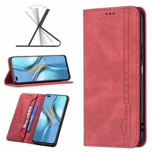 For Honor X20 Magnetic RFID Blocking Anti-Theft Leather Phone Case(Red)