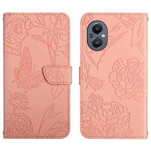 For OnePlus Nord N20 5G Skin Feel Butterfly Peony Embossed Leather Phone Case(Pink)