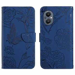 For OnePlus Nord N20 5G Skin Feel Butterfly Peony Embossed Leather Phone Case(Blue)