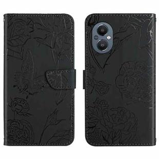 For OnePlus Nord N20 5G Skin Feel Butterfly Peony Embossed Leather Phone Case(Black)
