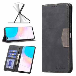 For Honor 50 Lite / Huawei nova 8i Magnetic Splicing Leather Phone Case(Black)