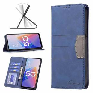 For OPPO A96 5G Magnetic Splicing Leather Phone Case(Blue)