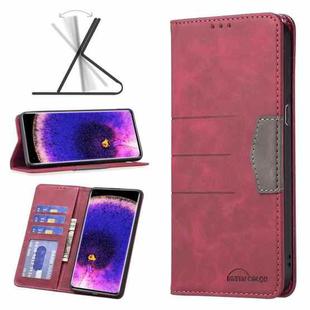For OPPO Find X5 Magnetic Splicing Leather Phone Case(Red)