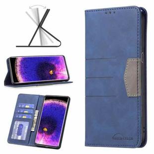 For OPPO Find X5 Magnetic Splicing Leather Phone Case(Blue)