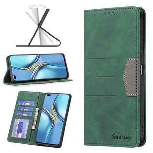 For Honor X20 Magnetic Splicing Leather Phone Case(Green)